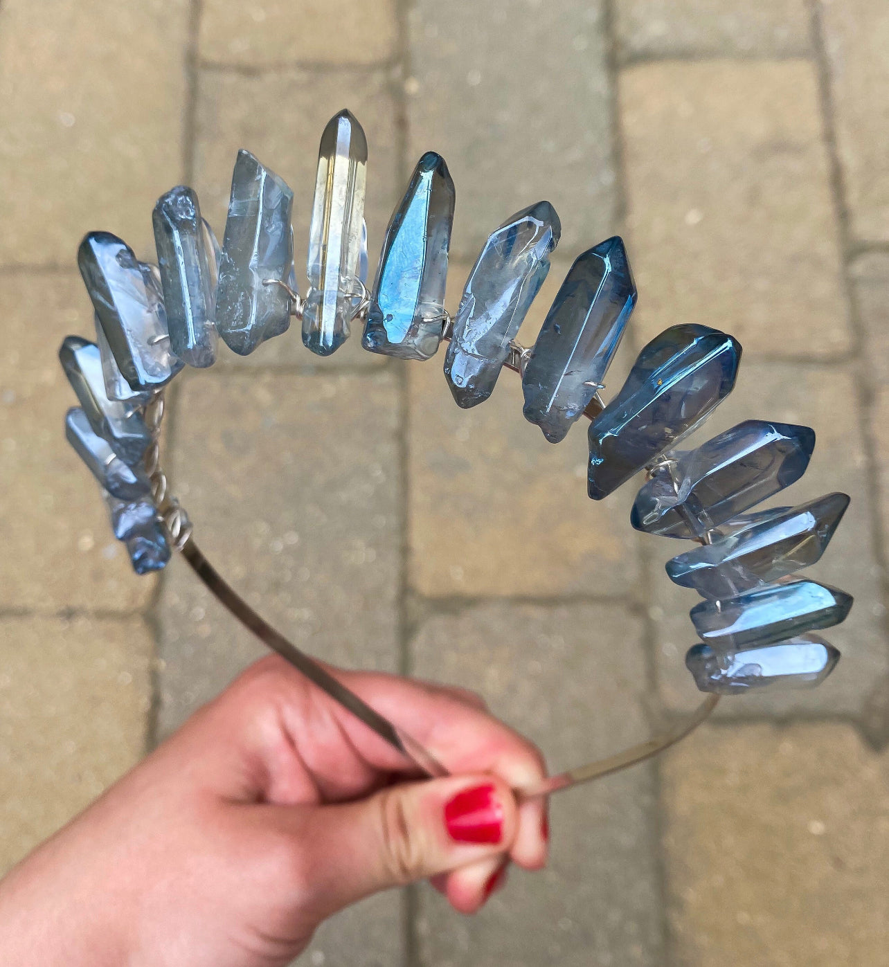 The Blue Aura Quartz Witch Crystal Crown