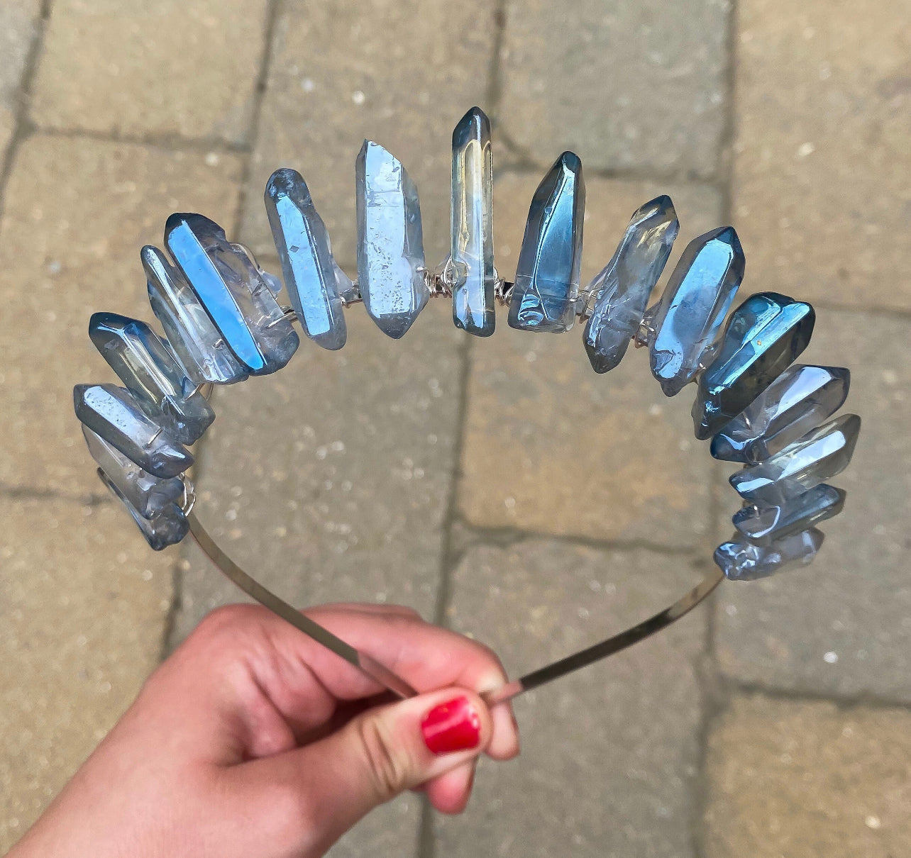 The Blue Aura Quartz Witch Crystal Crown
