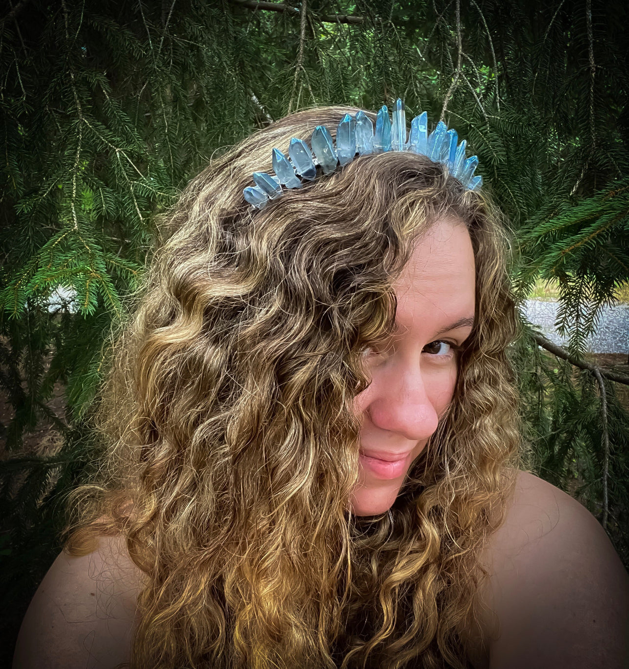 The Blue Aura Quartz Witch Crystal Crown