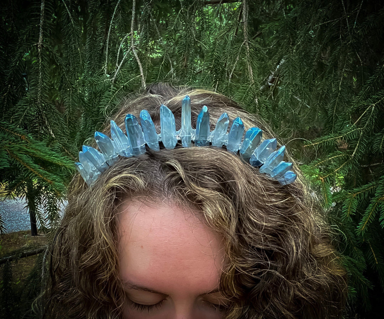 The Blue Aura Quartz Witch Crystal Crown