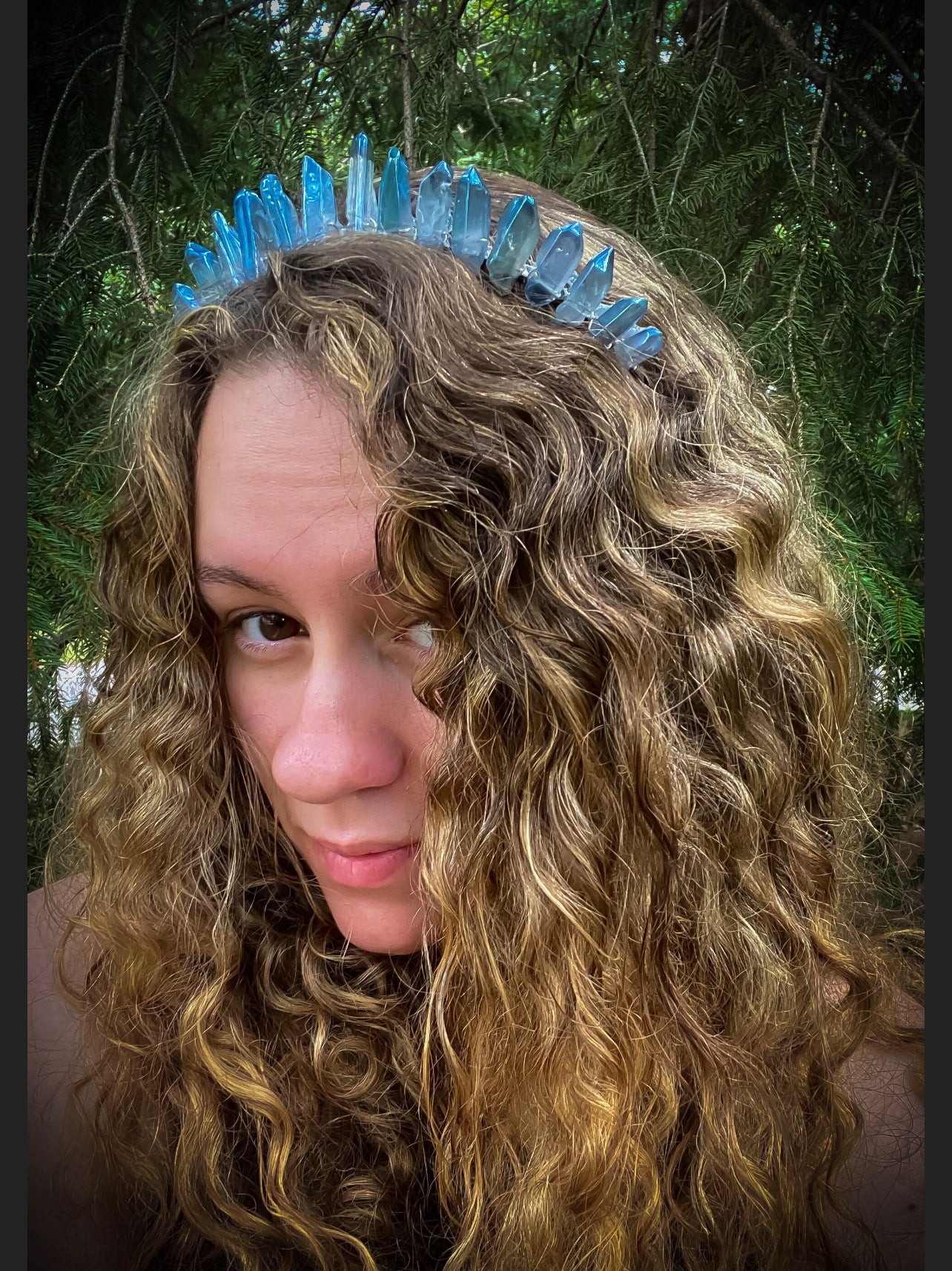 The Blue Aura Quartz Witch Crystal Crown