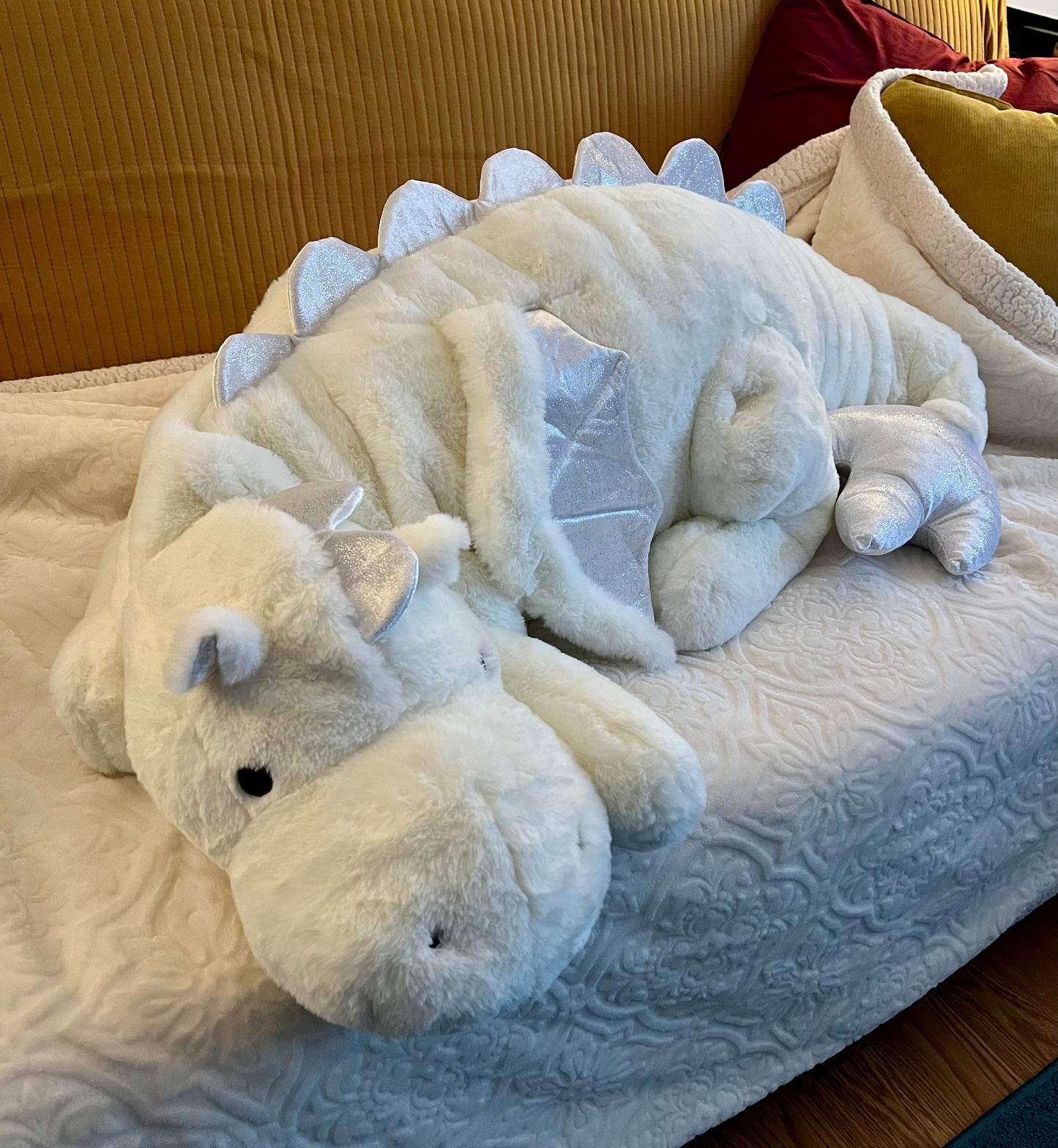 PREORDER - Jumbo White Lotus Snuggle Dragon Familiar Plushie - 59 inches