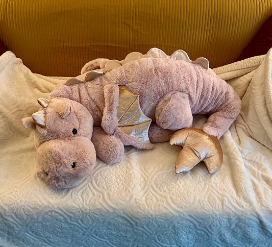 PREORDER - Jumbo Pink Magnolia Snuggle Dragon Familiar Plushie - 59 inches