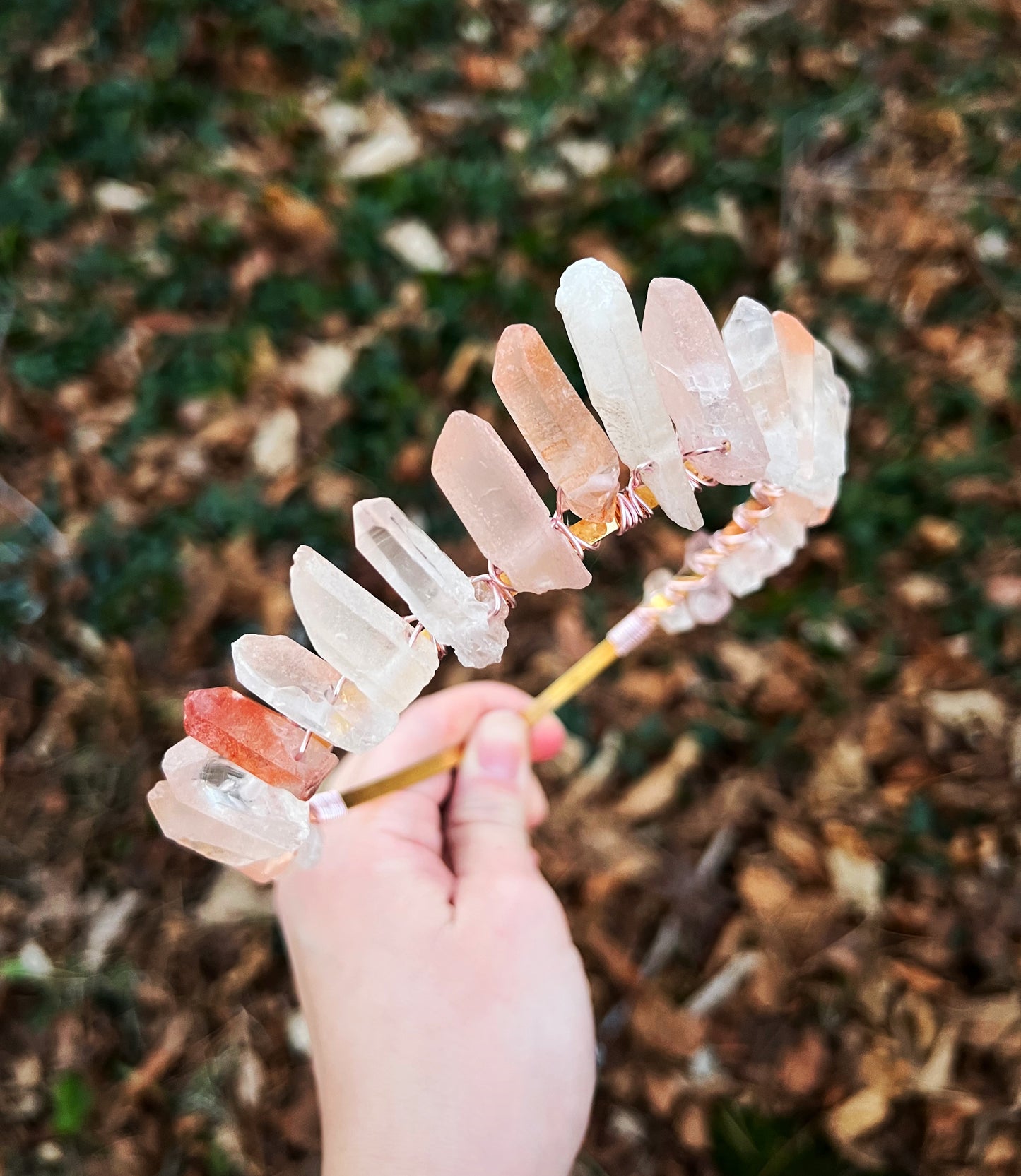 The Raw Rose Quartz Witch Crystal Crown