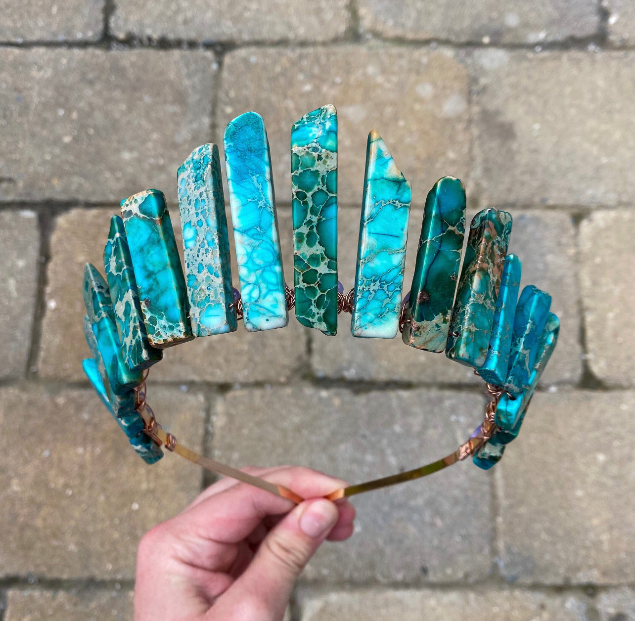 The Teal Imperial Jasper Witch Crystal Crown