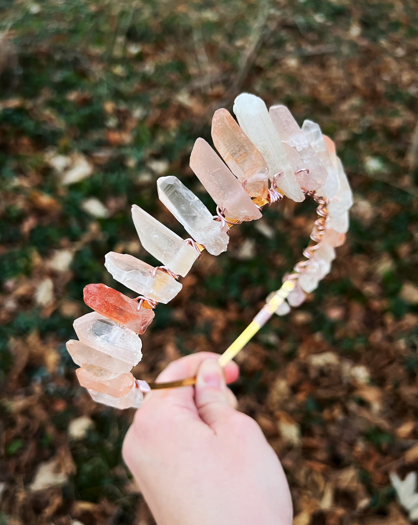 The Raw Rose Quartz Witch Crystal Crown