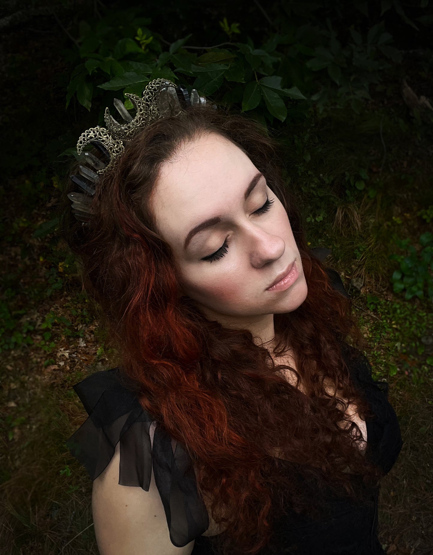 The Triple Moon Goddess Smoky Quartz Crystal Crown