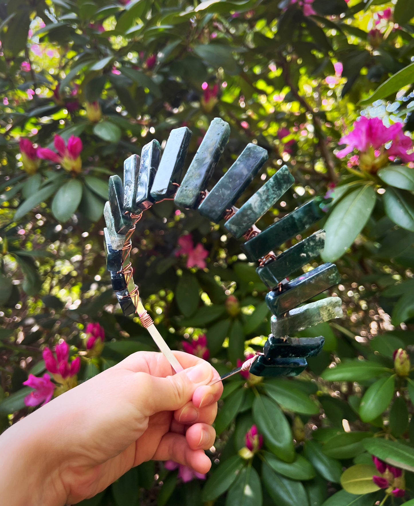 The Moss Agate Witch Crystal Crown