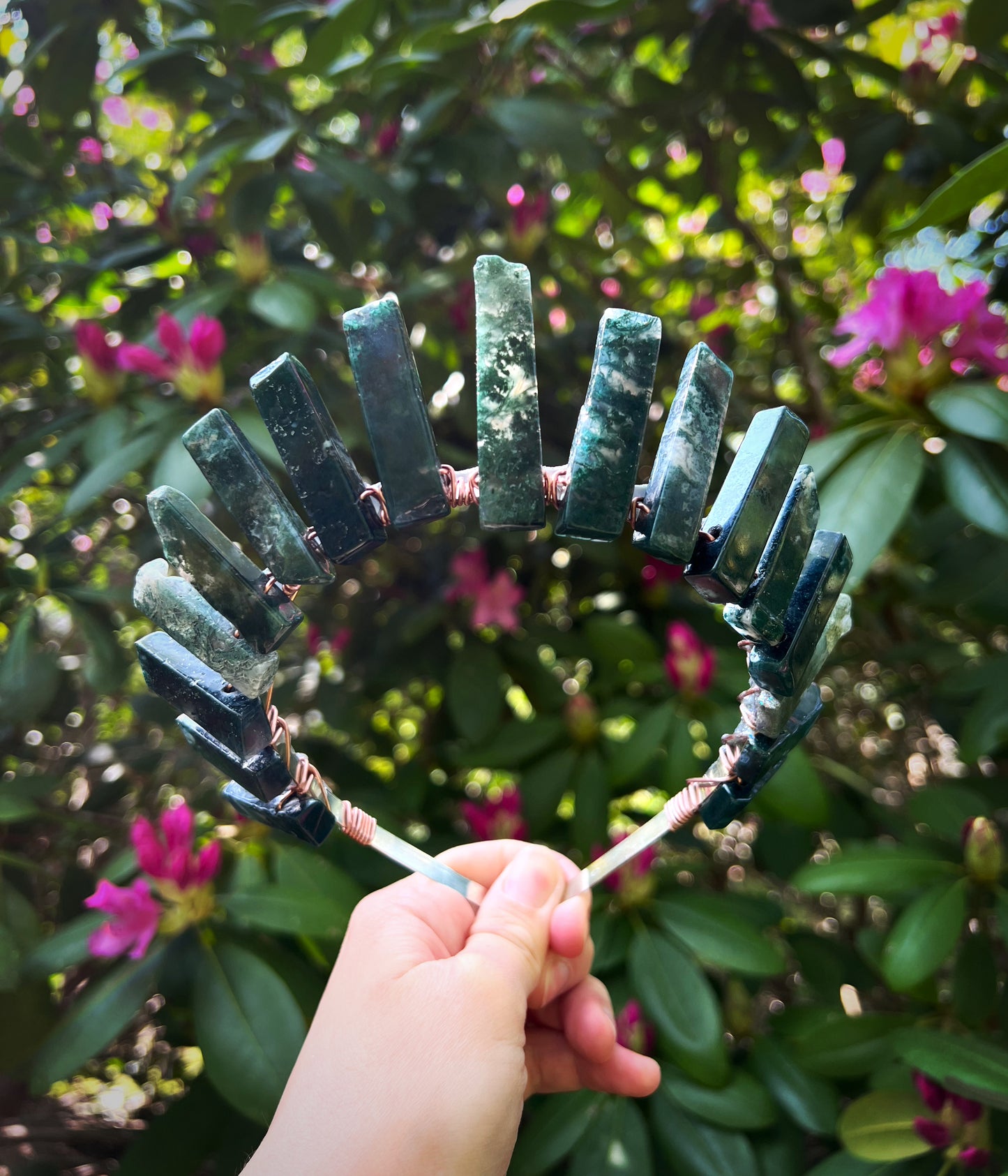 The Moss Agate Witch Crystal Crown