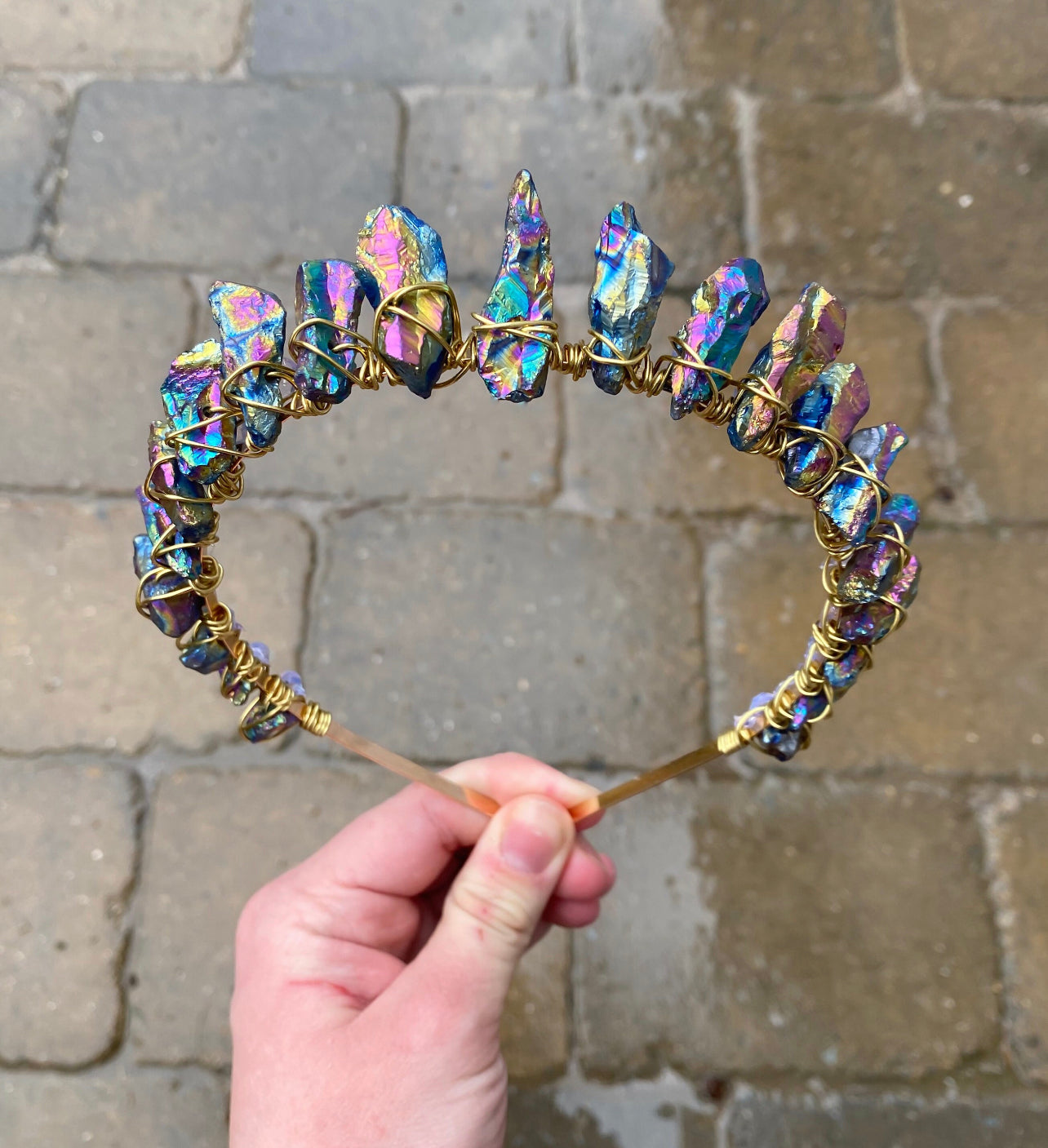 The Raw Rainbow Titanium Quartz Witch Crystal Crown