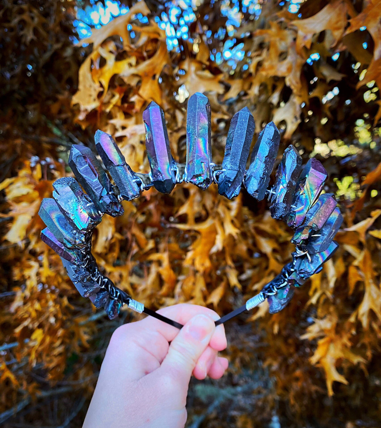 The Black Titanium Quartz Witch Crystal Crown – Mystic Myne Designs