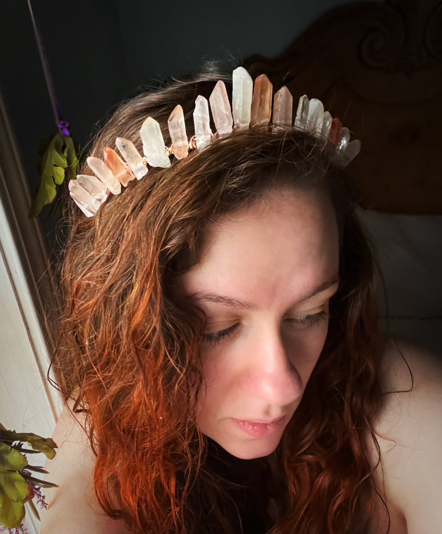 The Raw Rose Quartz Witch Crystal Crown