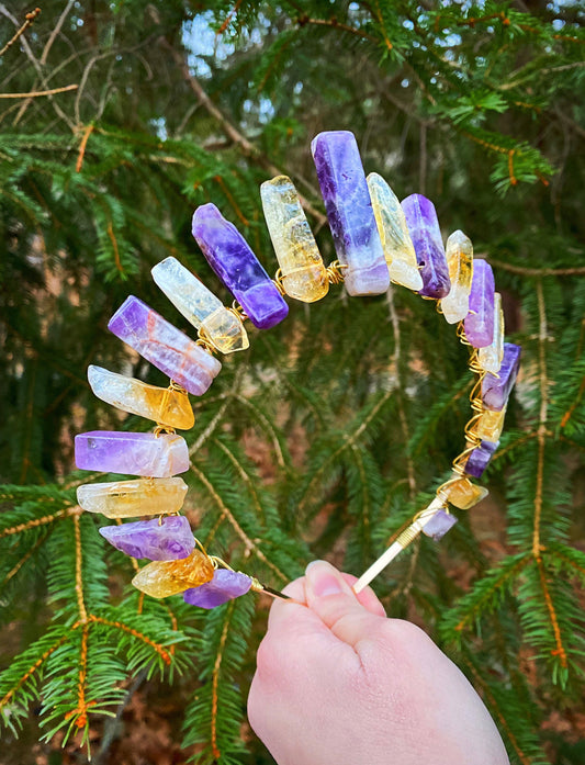 The Amethyst-Citrine Witch Crystal Crown