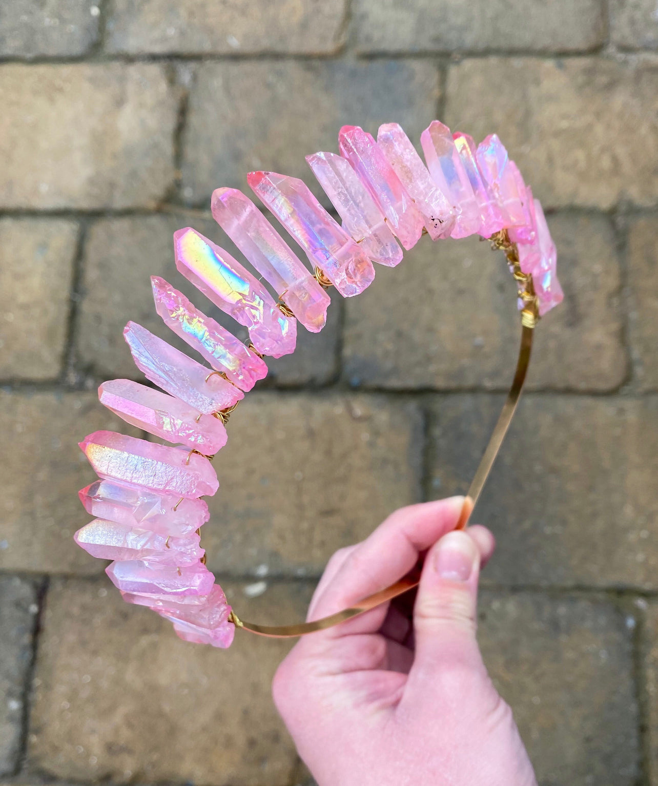 The Pink Aura Quartz Witch Crystal Crown