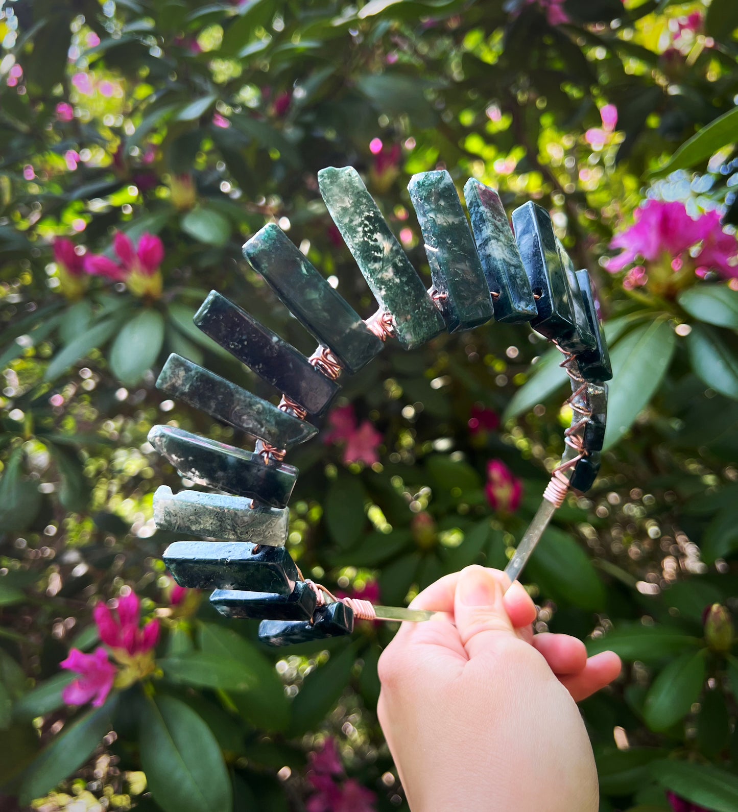 The Moss Agate Witch Crystal Crown