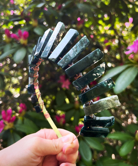 The Moss Agate Witch Crystal Crown