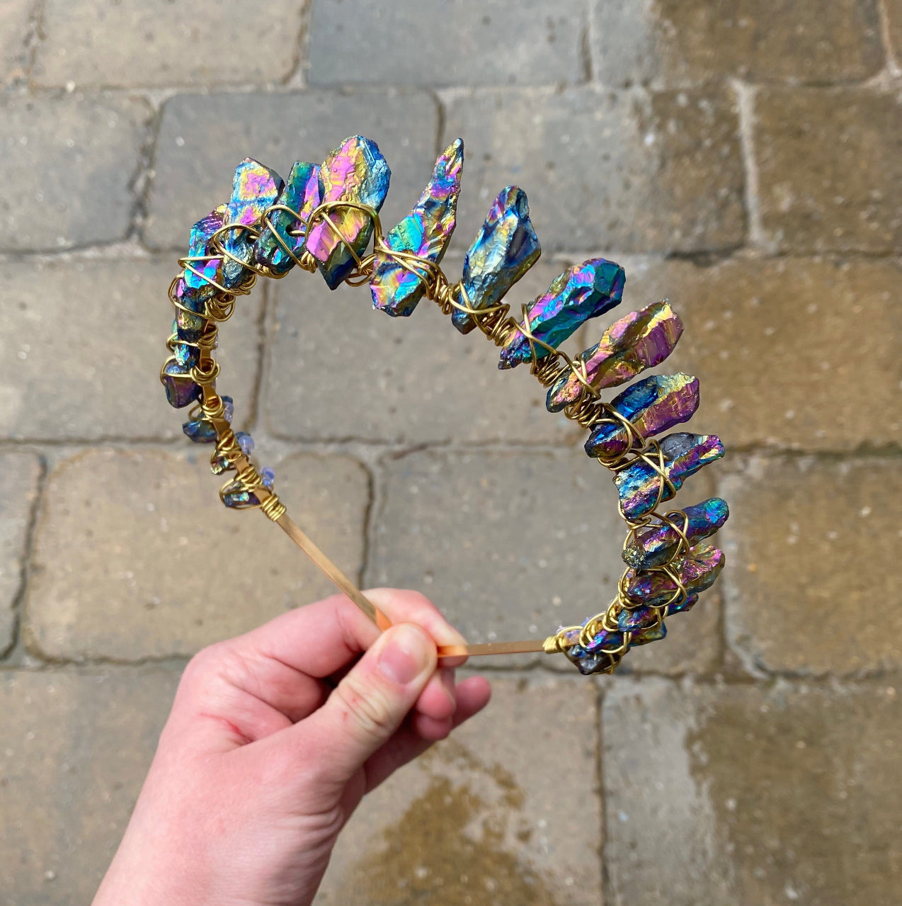 The Raw Rainbow Titanium Quartz Witch Crystal Crown