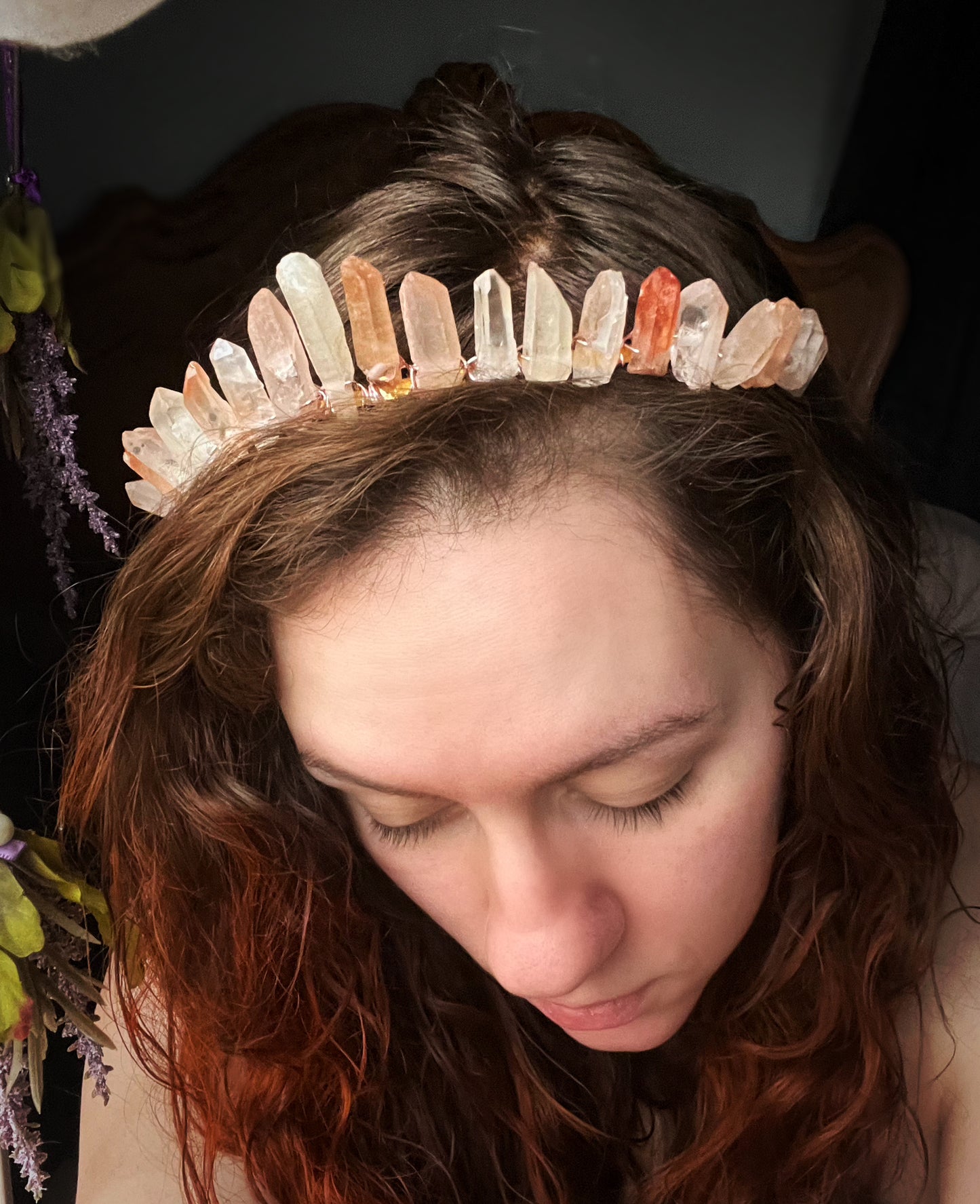 The Raw Rose Quartz Witch Crystal Crown