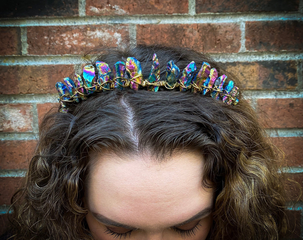 The Raw Rainbow Titanium Quartz Witch Crystal Crown