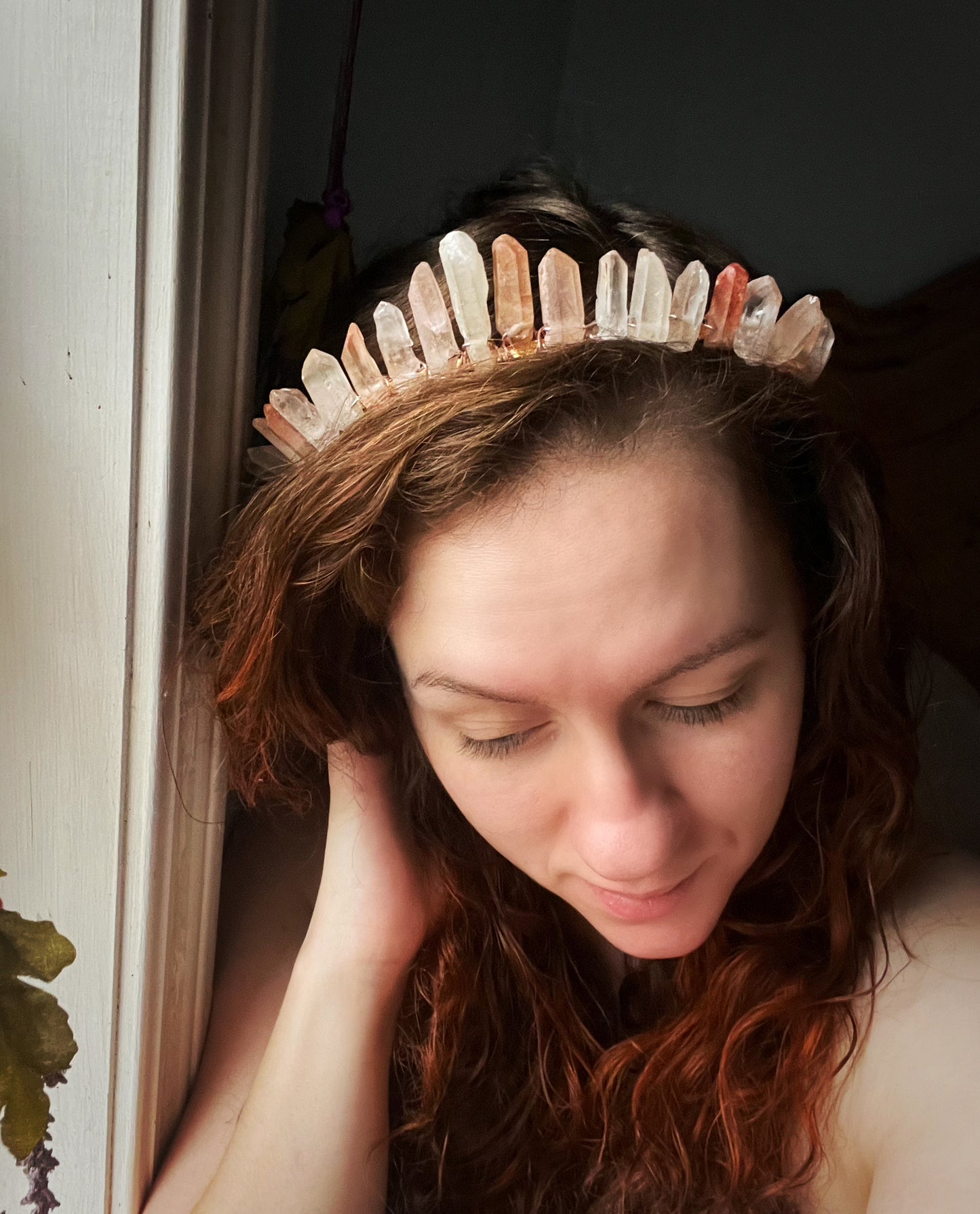 The Raw Rose Quartz Witch Crystal Crown