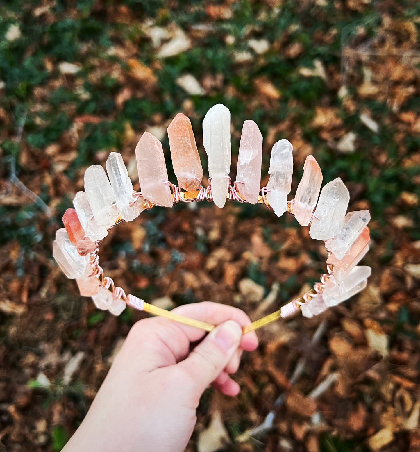 The Raw Rose Quartz Witch Crystal Crown