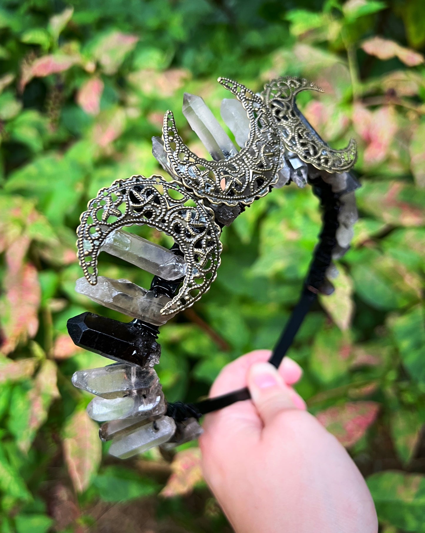 The Triple Moon Goddess Smoky Quartz Crystal Crown