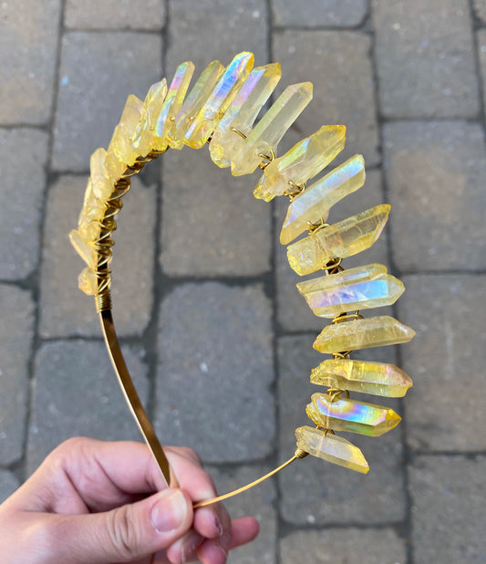 The Yellow Aura Quartz Witch Crystal Crown