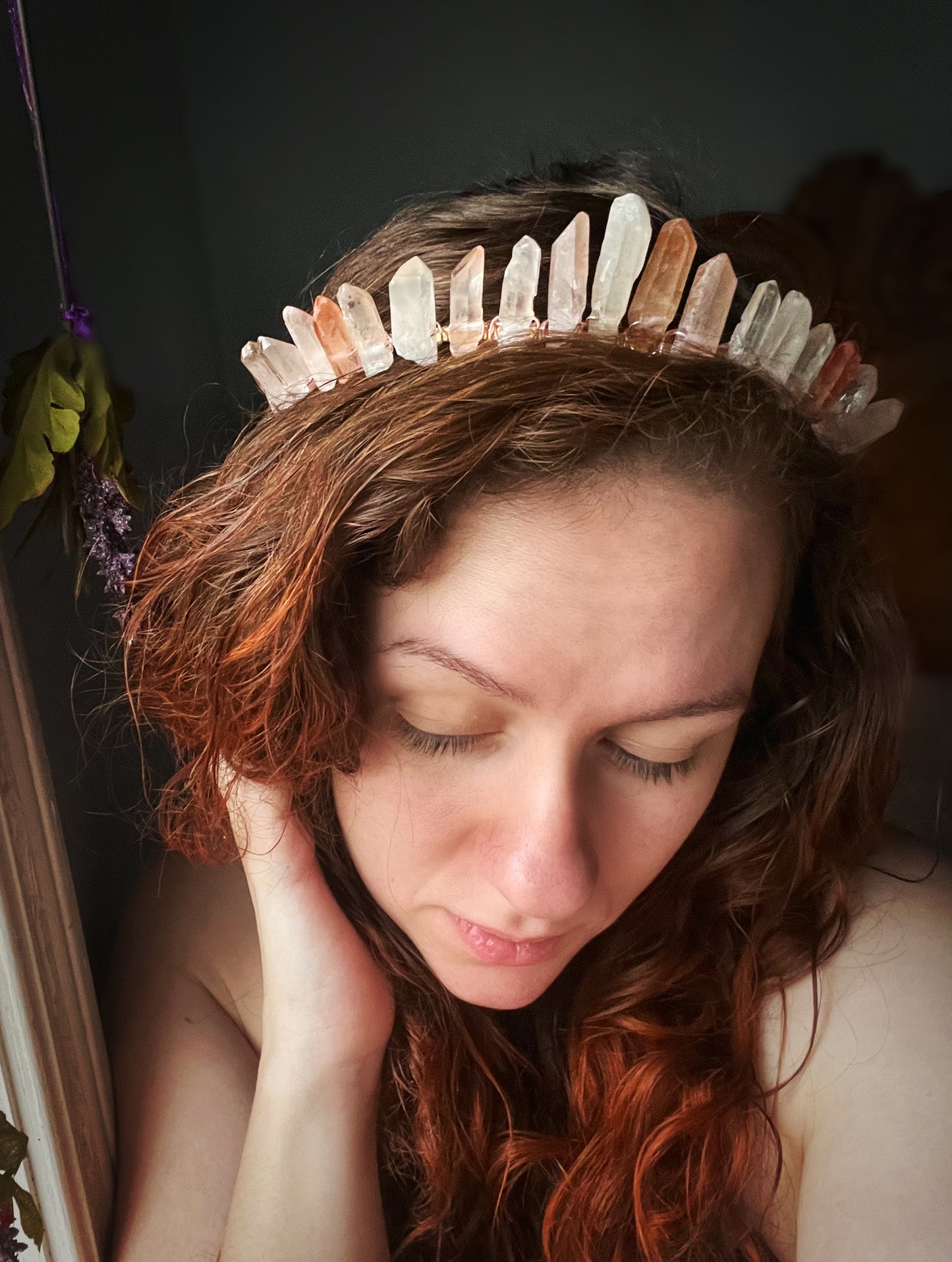 The Raw Rose Quartz Witch Crystal Crown