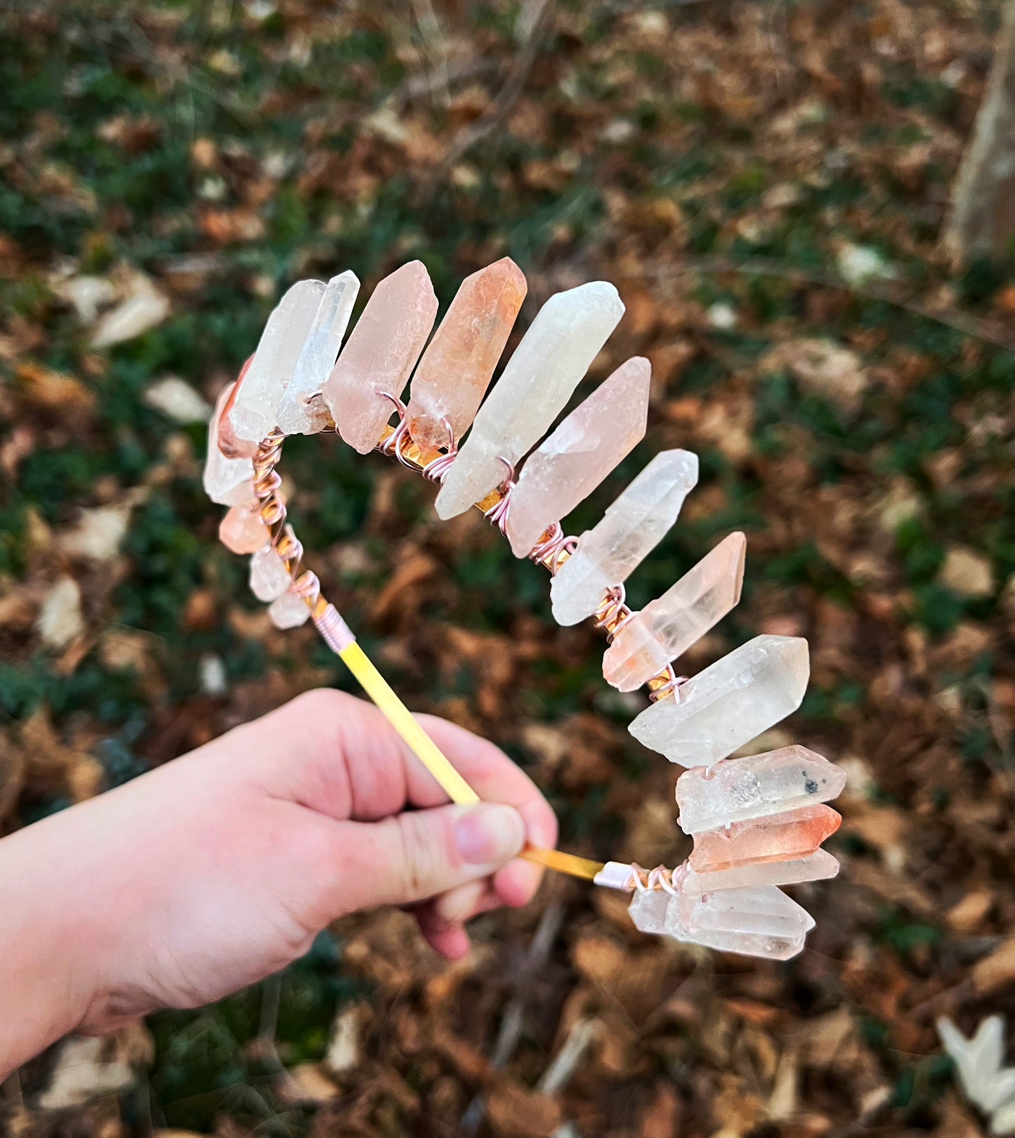 The Raw Rose Quartz Witch Crystal Crown