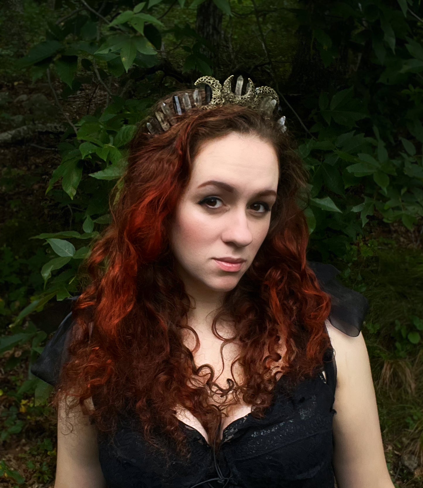 The Triple Moon Goddess Smoky Quartz Crystal Crown