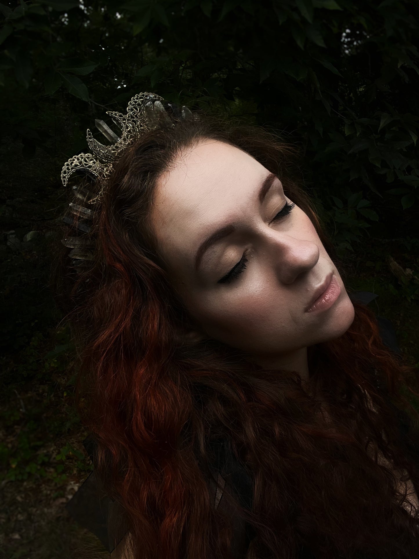 The Triple Moon Goddess Smoky Quartz Crystal Crown