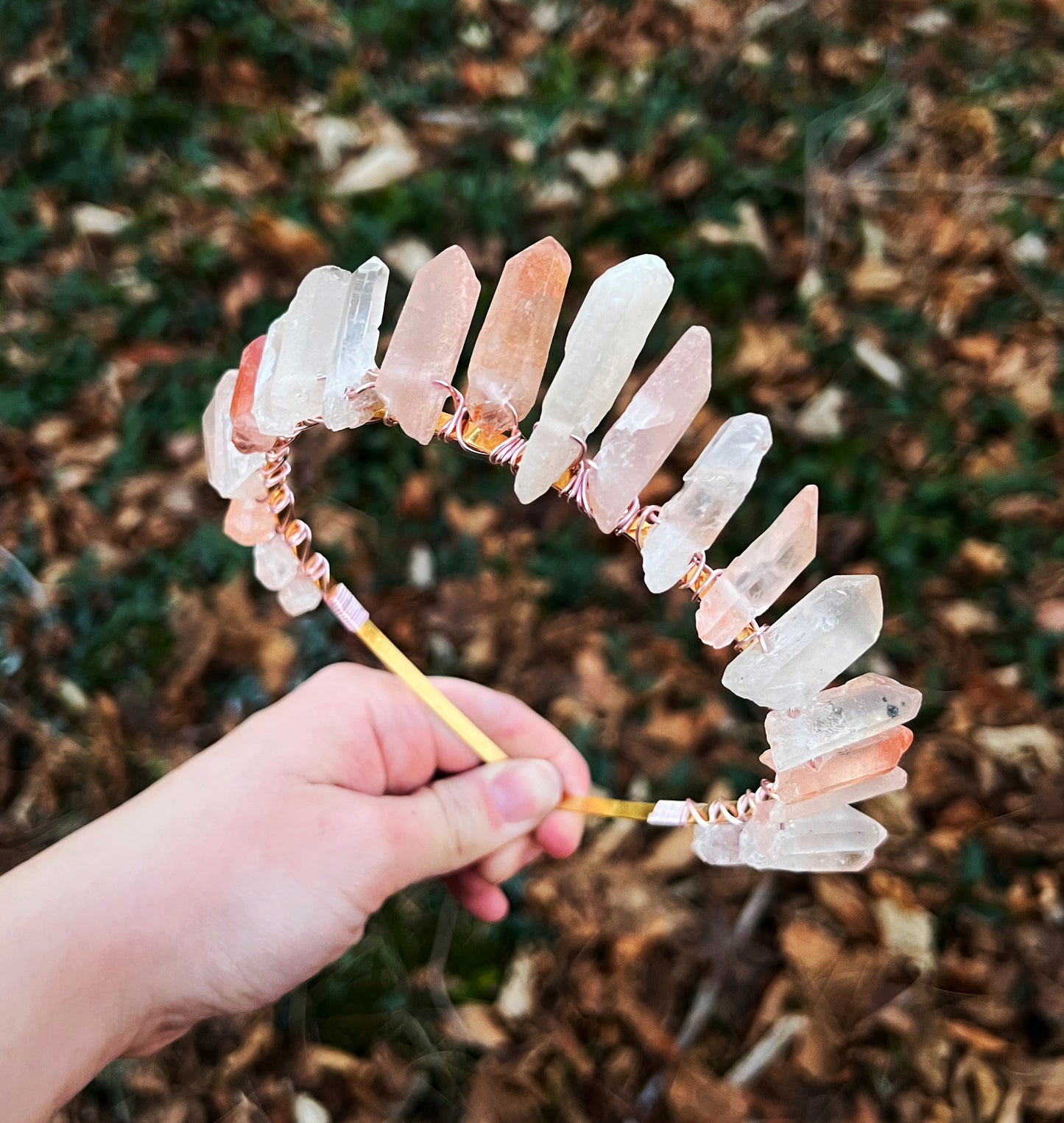 The Raw Rose Quartz Witch Crystal Crown