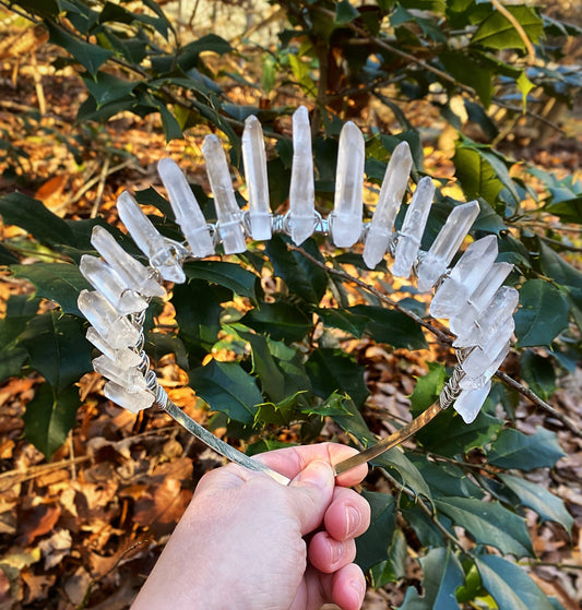 The Raw Clear Quartz Witch Crystal Crown