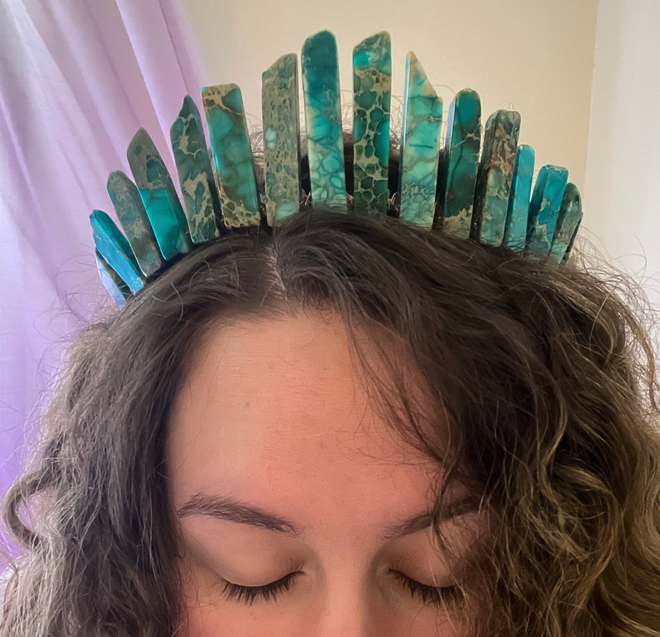 The Teal Imperial Jasper Witch Crystal Crown