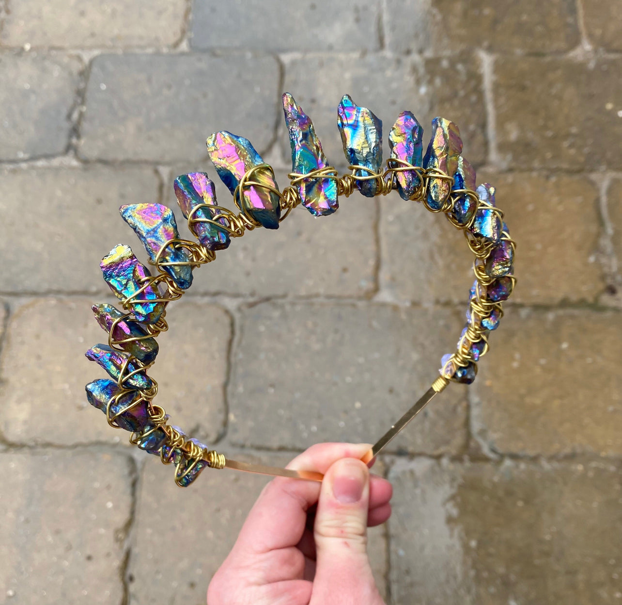 The Raw Rainbow Titanium Quartz Witch Crystal Crown